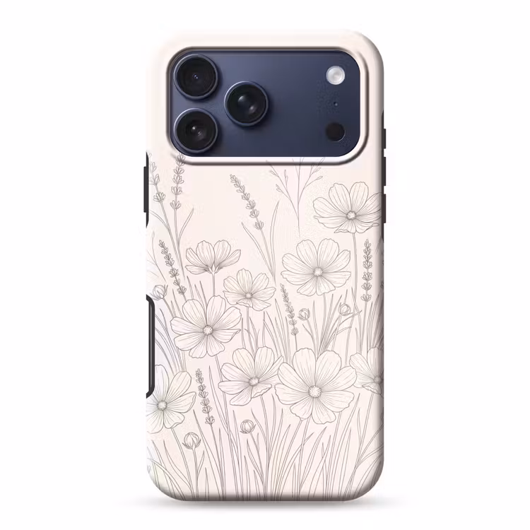 Telefoonhoesje Toughcase - Minimalistisch - Modern - Bloemen - Beige