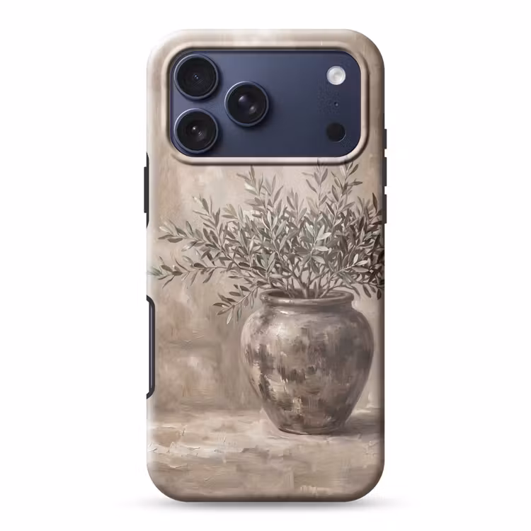 Telefoonhoesje Toughcase - Olijfplant - Aardenpot - Abstract - Beige