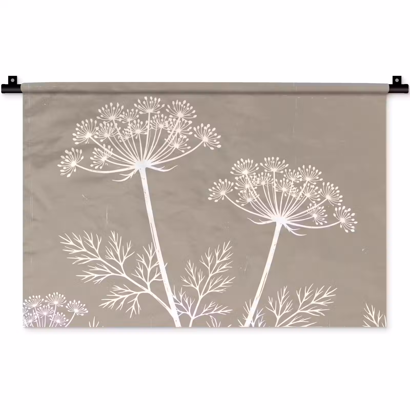 Wandkleed - Grafisch - Fluitenkruid - Taupe — 1
