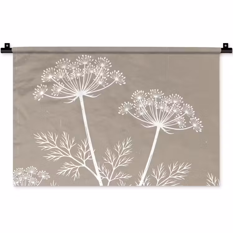 Wandkleed - Grafisch - Fluitenkruid - Taupe