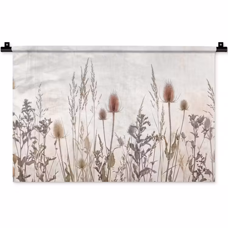 Wandkleed - Weidebloemen - Design - Sepia