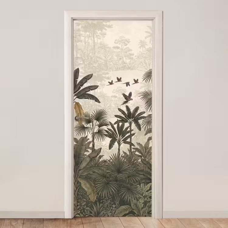 Deursticker - Papagaaien - Jungle - Tropisch - Green