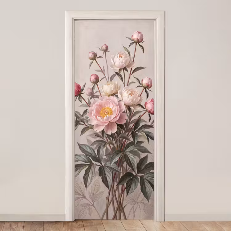Deursticker - Pioenrozen - Boeket - Roze