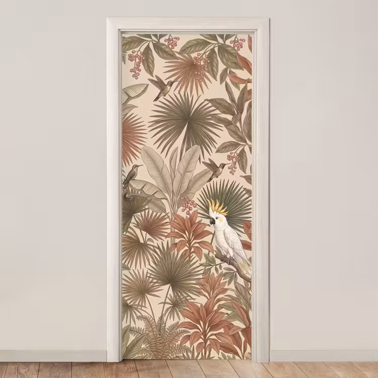 Deursticker - Tropisch - Vogels - Beige