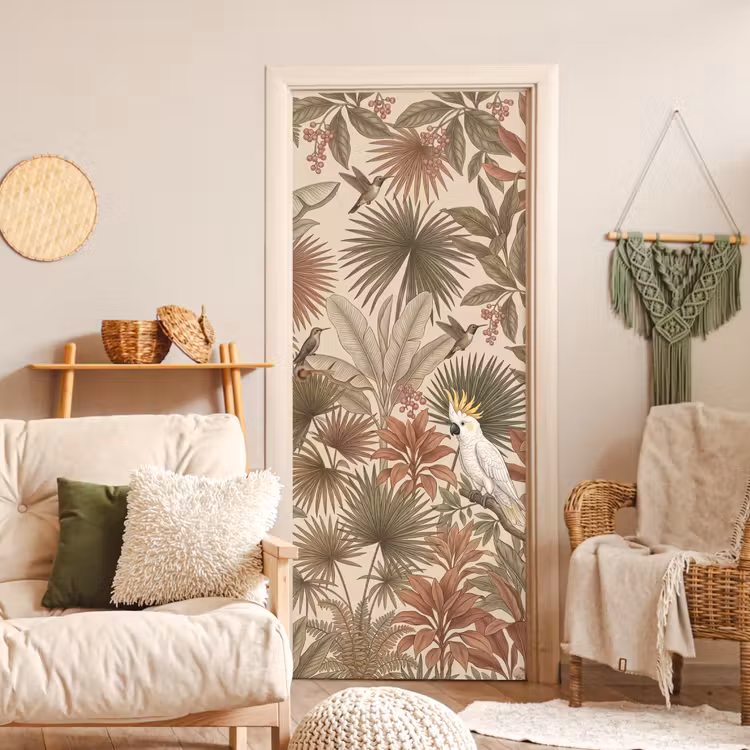 Deursticker - Tropisch - Vogels - Beige — 4