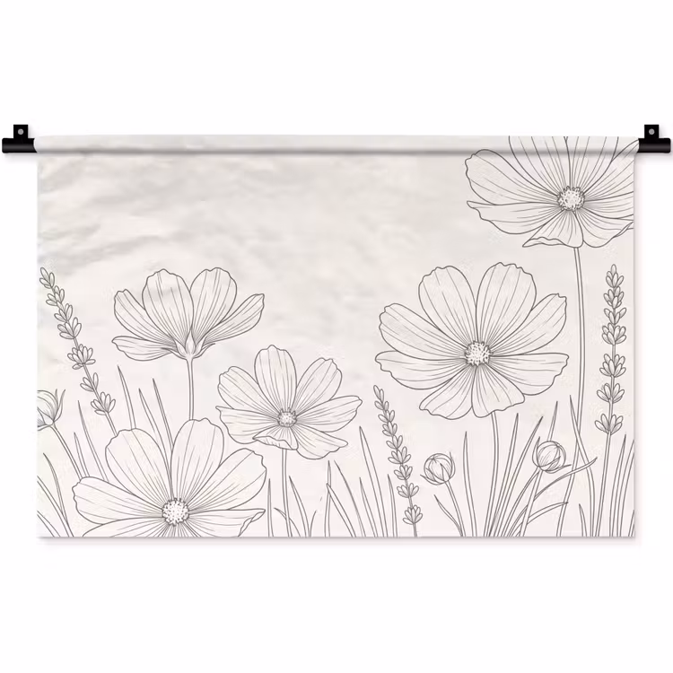 Wandkleed - Minimalistisch - Modern - Bloemen - Beige