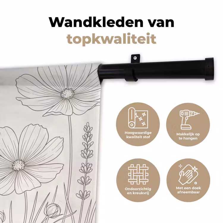 Wandkleed - Minimalistisch - Modern - Bloemen - Beige — 3