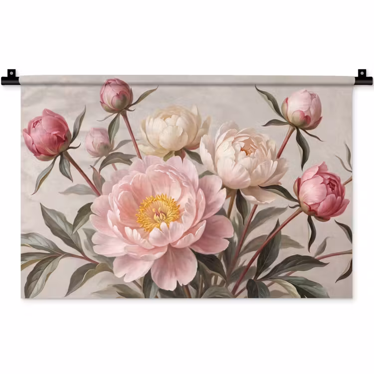 Wandkleed - Pioenrozen - Boeket - Roze