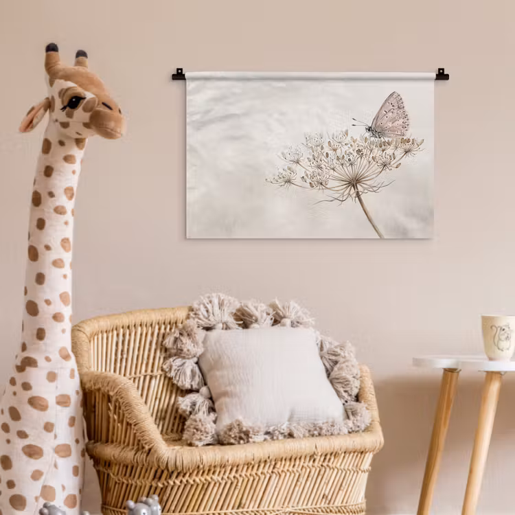 Wandkleed - Vlinder - Bloem -Natuur - Beige — 5
