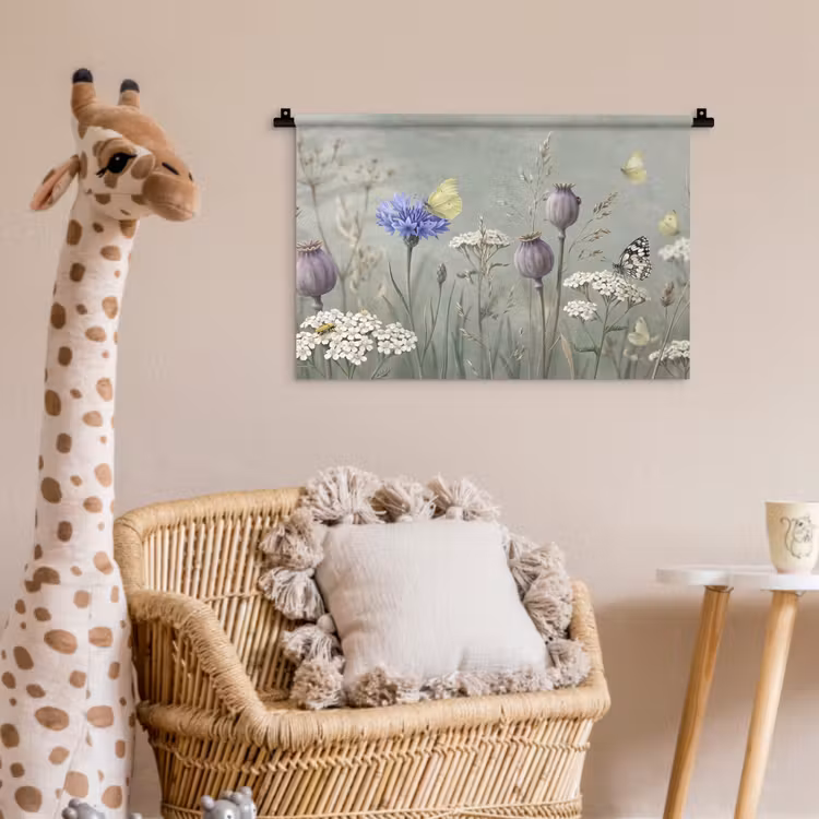 Wandkleed - Vlinders - Wildbloemen - Illustratie - Kleurrijk — 5