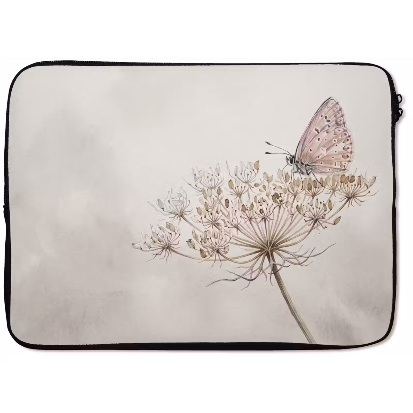 Laptophoes - Vlinder - Bloem -Natuur - Beige — 1