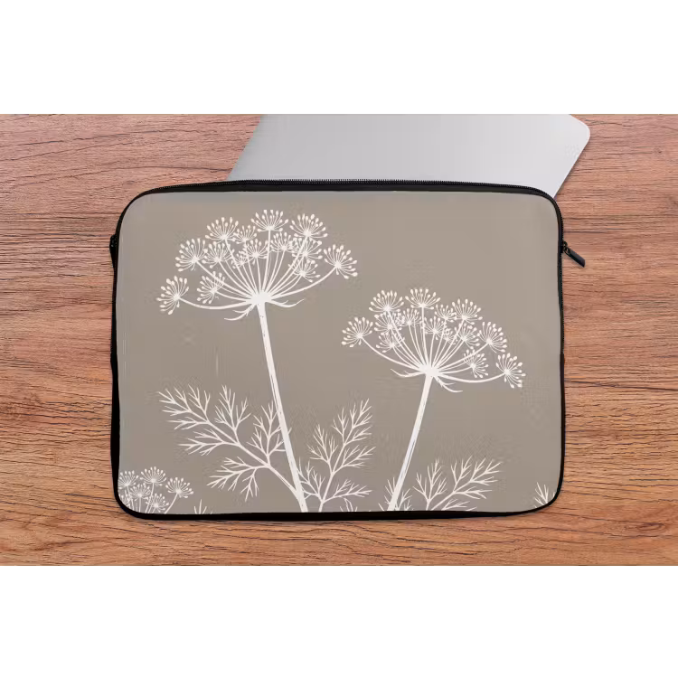 Laptophoes - Grafisch - Fluitenkruid - Taupe — 2