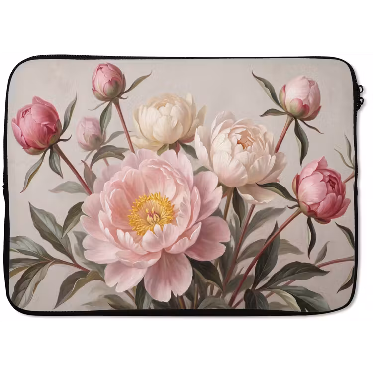 Laptophoes - Pioenrozen - Boeket - Roze