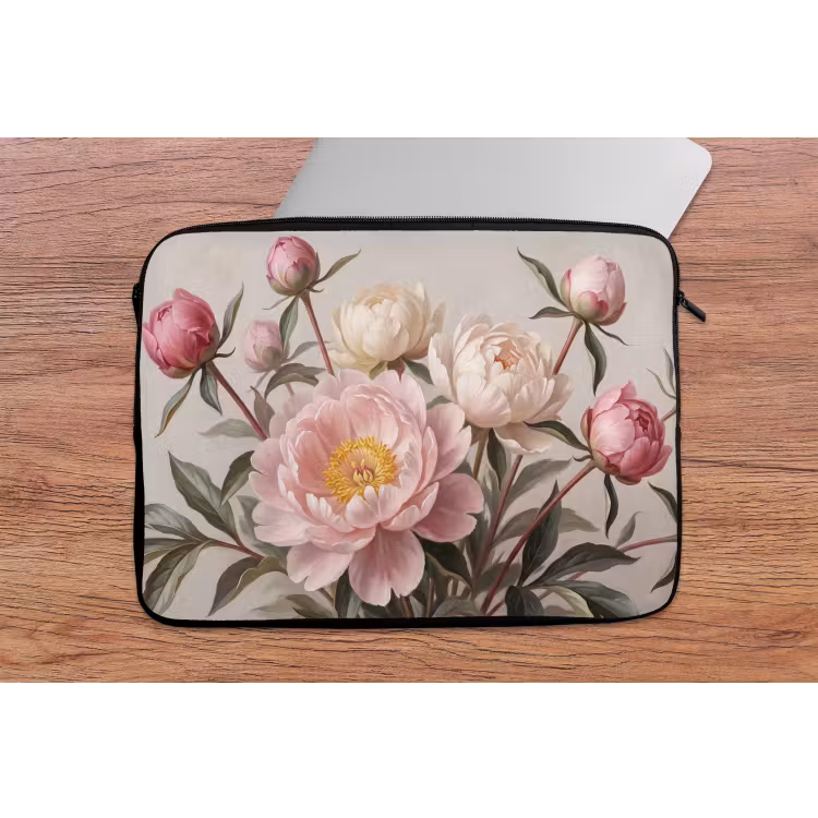 Laptophoes - Pioenrozen - Boeket - Roze — 2