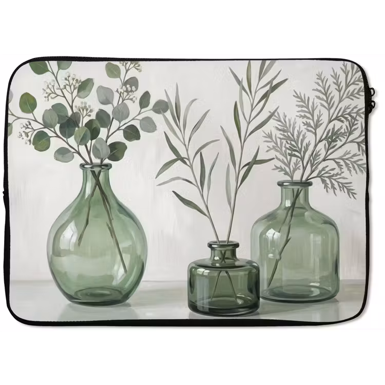 Laptophoes - Vazen - Bladeren - Groen