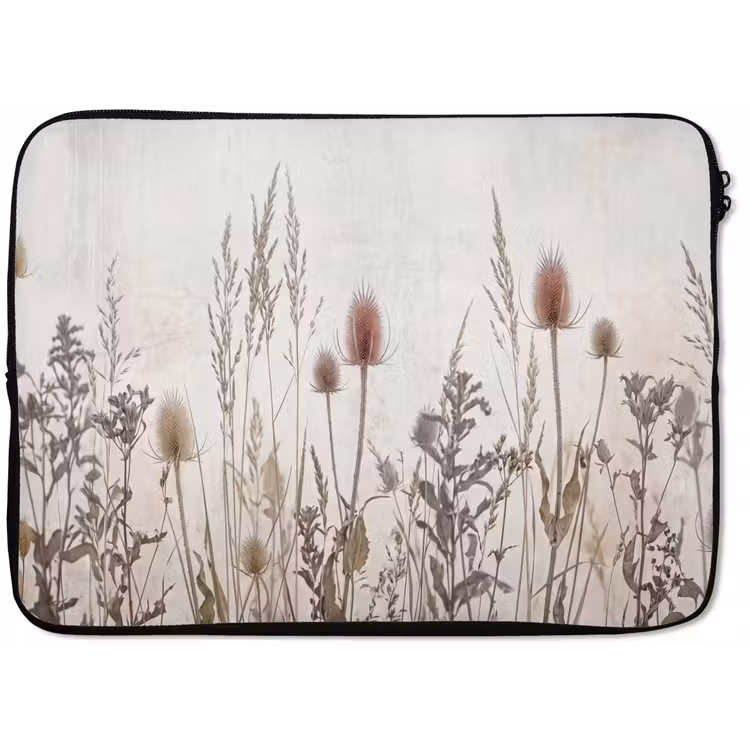 Laptophoes - Weidebloemen - Design - Sepia