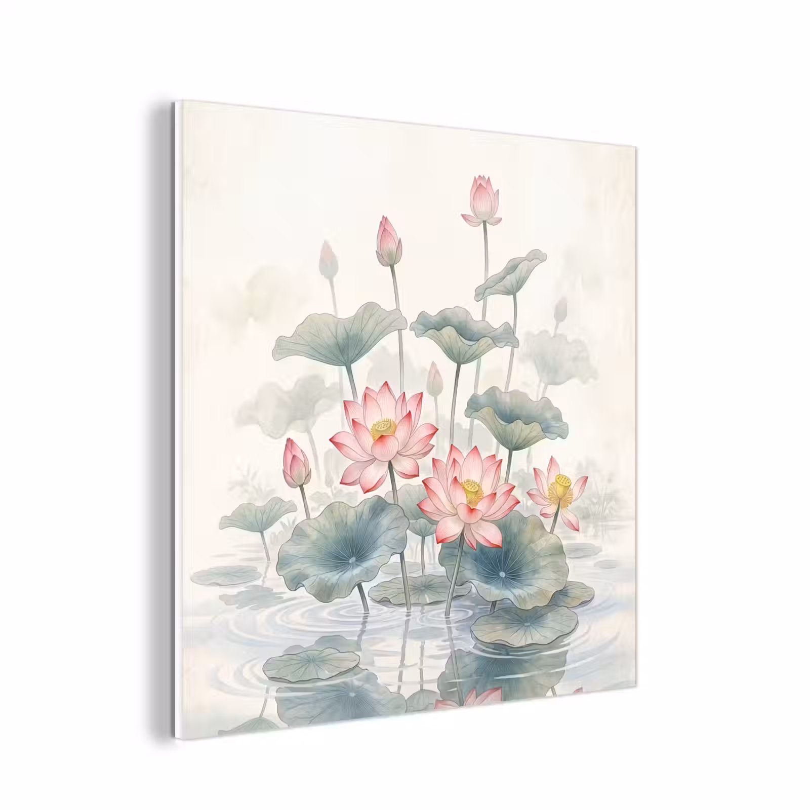 Forex - Aquarel - Lotusbloemen - Kleurrijk — 1