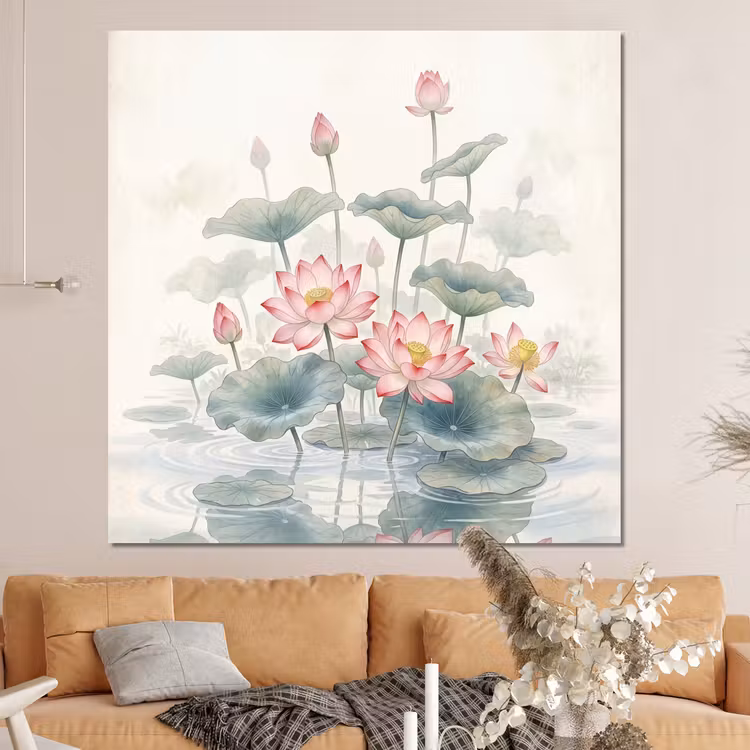 Forex - Aquarel - Lotusbloemen - Kleurrijk — 4