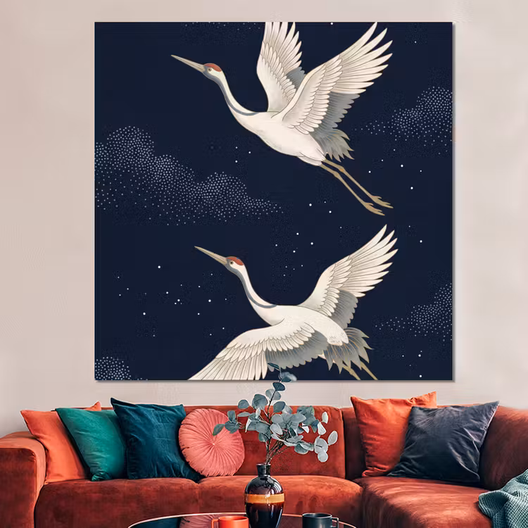 Forex - Kraanvogels - Nachthemel - Blauw — 3
