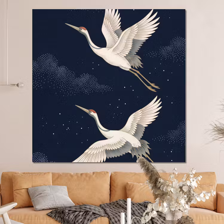 Forex - Kraanvogels - Nachthemel - Blauw — 4