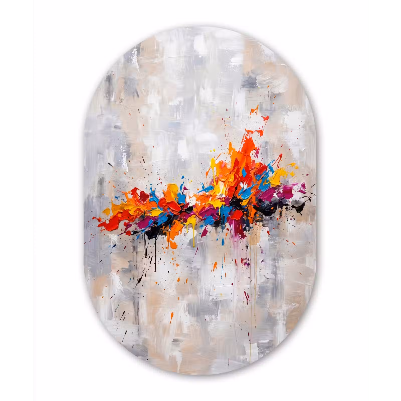 Muurovaal aluminium - Abstract - Schilderij - Kleurrijk - Dynamisch — 1