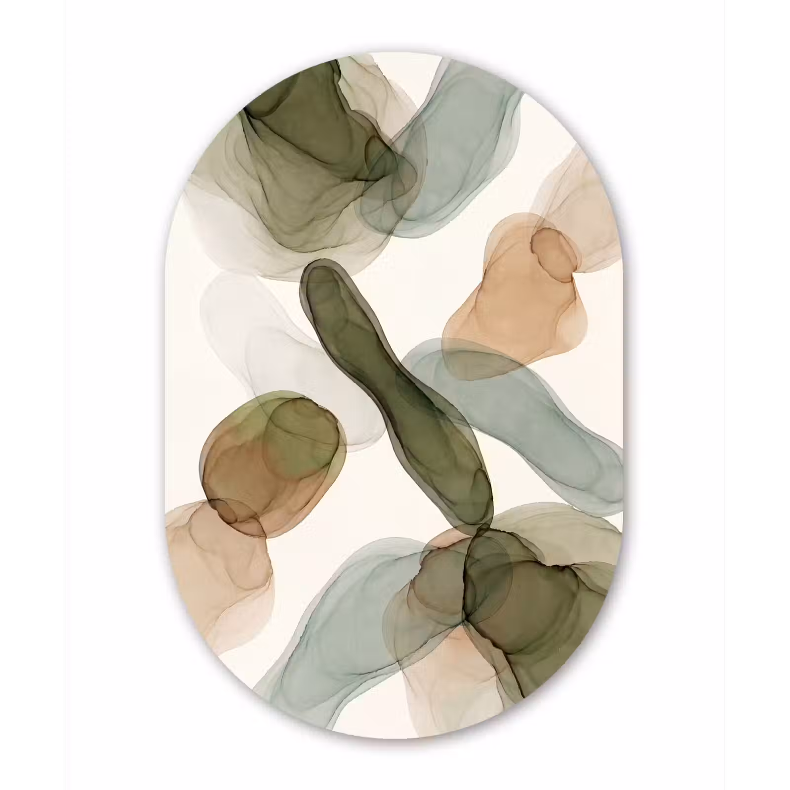Muurovaal aluminium - Abstract - Vormen - Modern - Kunst - Groen - Bruin — 1
