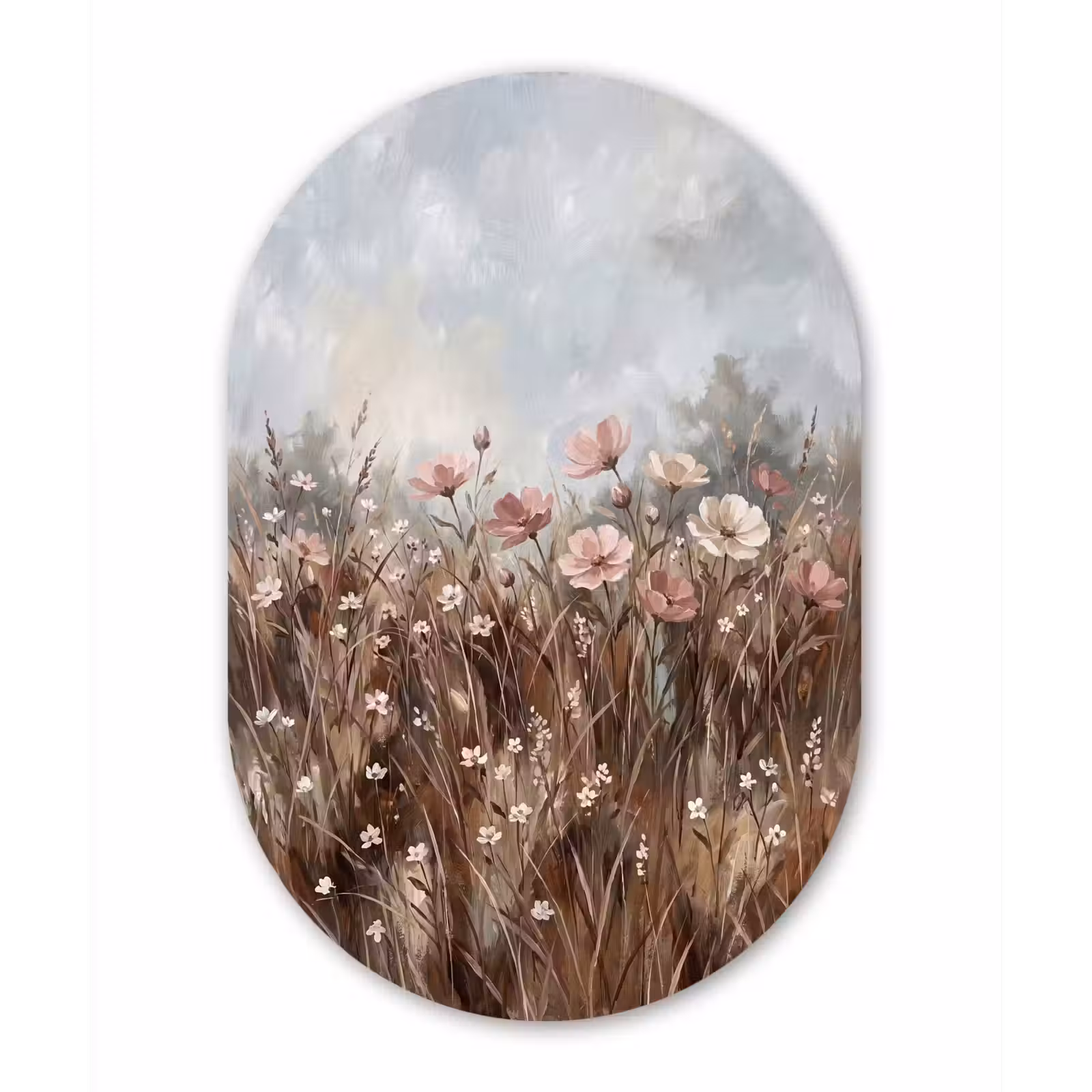 Muurovaal aluminium - Bloemen - Botanisch - Schilderij - Pastel - Rustiek — 1