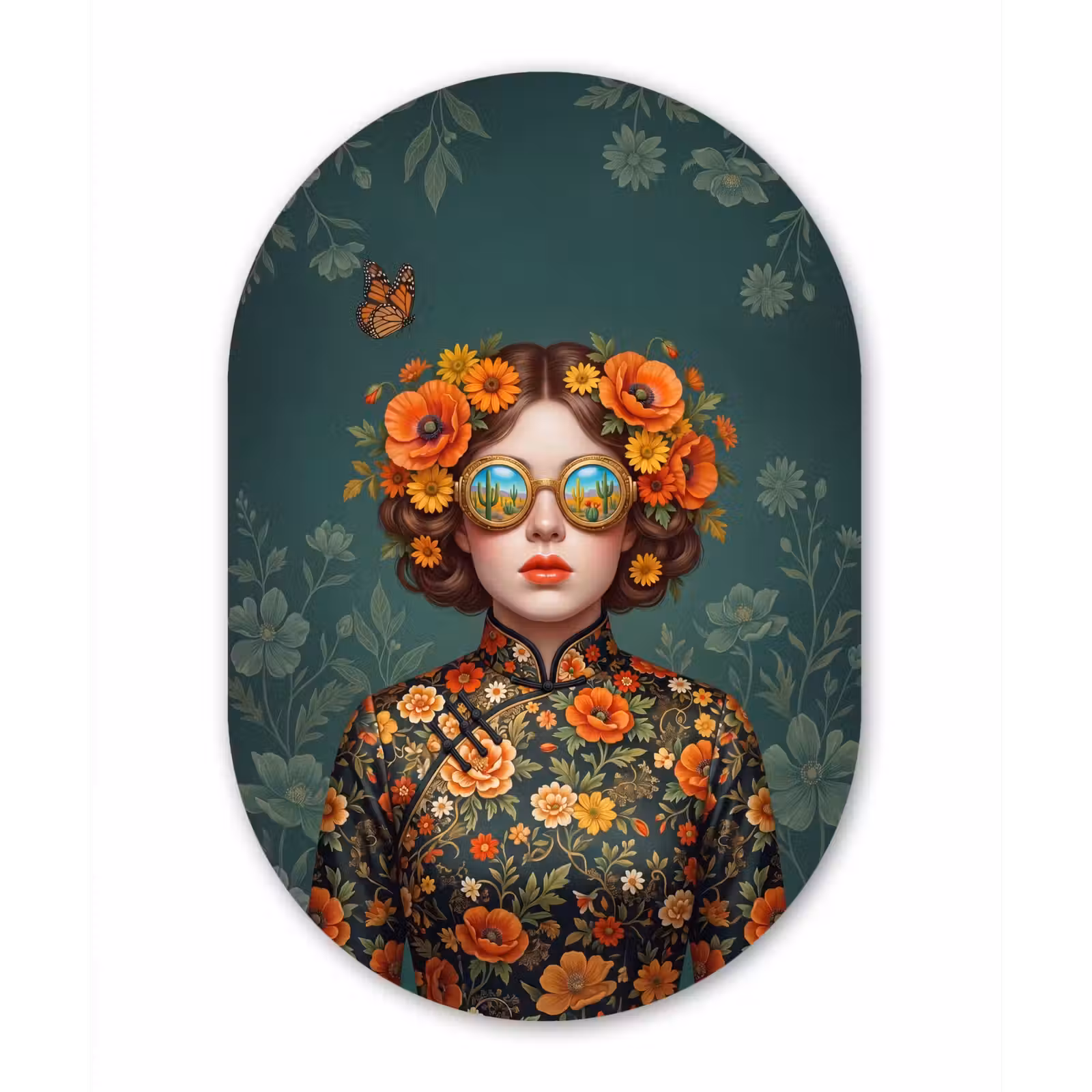 Muurovaal aluminium - Portret - Vrouw - Kleurrijk - Expressief — 1