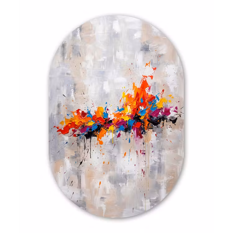 Muurovaal aluminium - Abstract - Schilderij - Kleurrijk - Dynamisch — 1