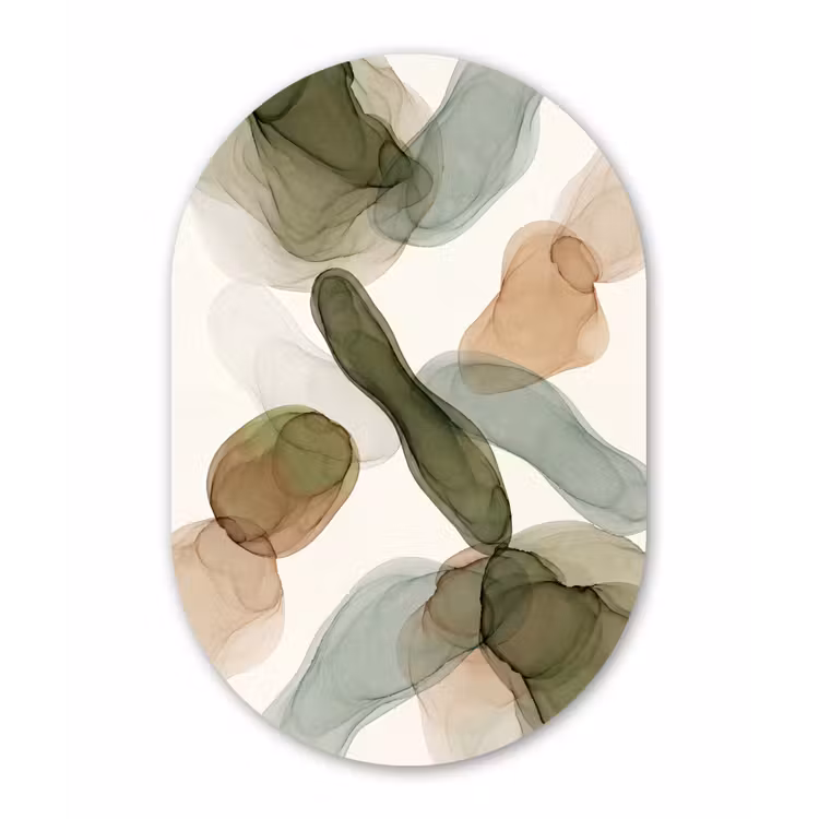 Muurovaal aluminium - Abstract - Vormen - Modern - Kunst - Groen - Bruin — 1
