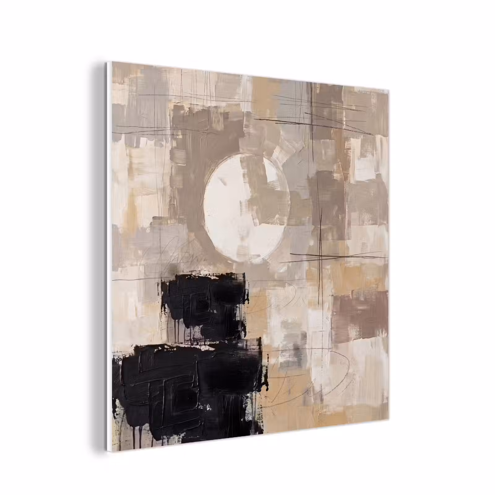 Forex - Abstract - Cirkel - Modern - Beige - Zwart - Minimalistisch — 1