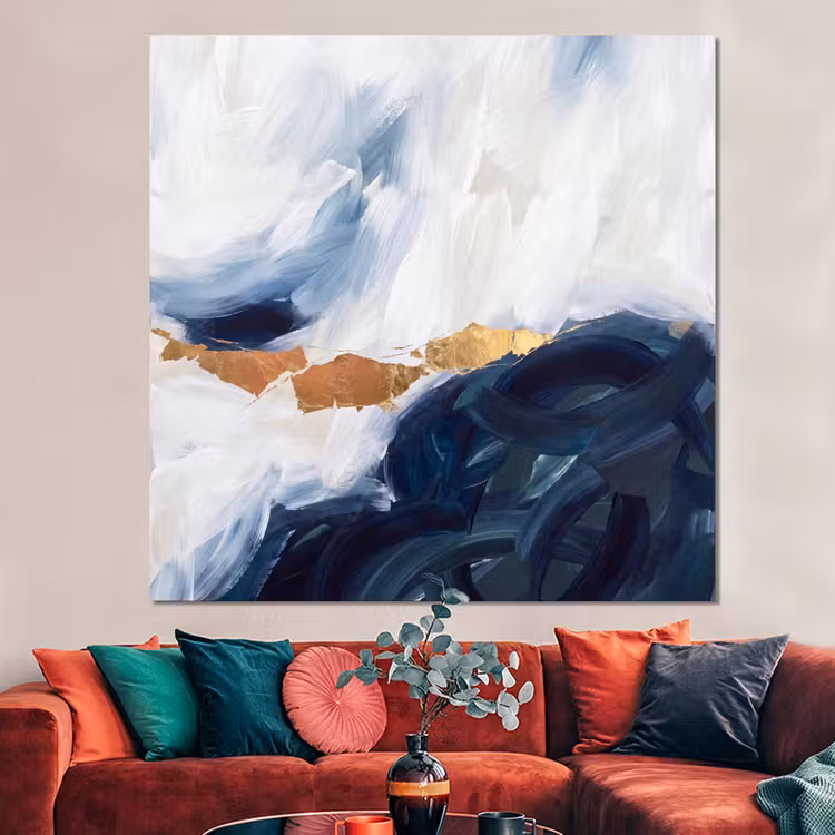 Forex - Abstract - Acryl - Blauw - Goud - Elegant — 3