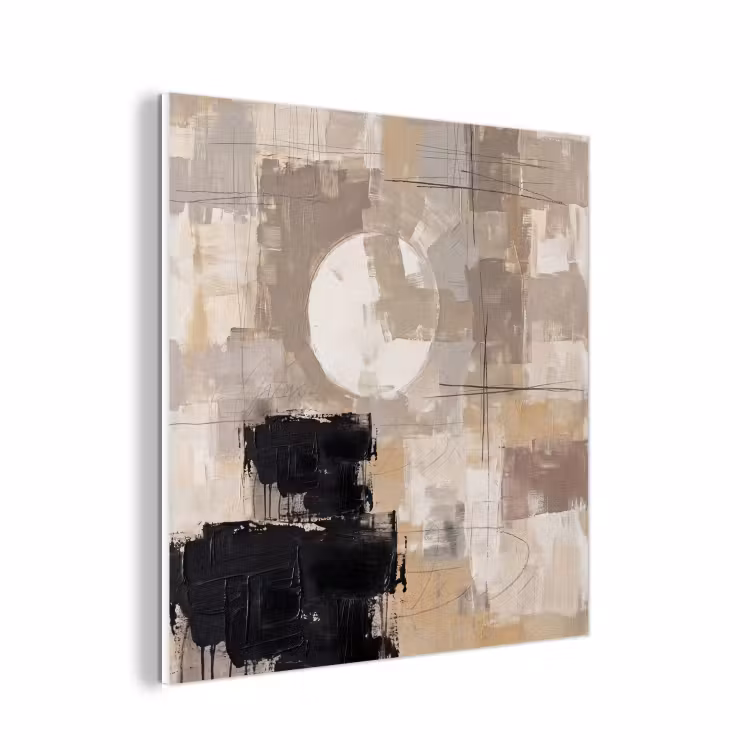 Forex - Abstract - Cirkel - Modern - Beige - Zwart - Minimalistisch — 1