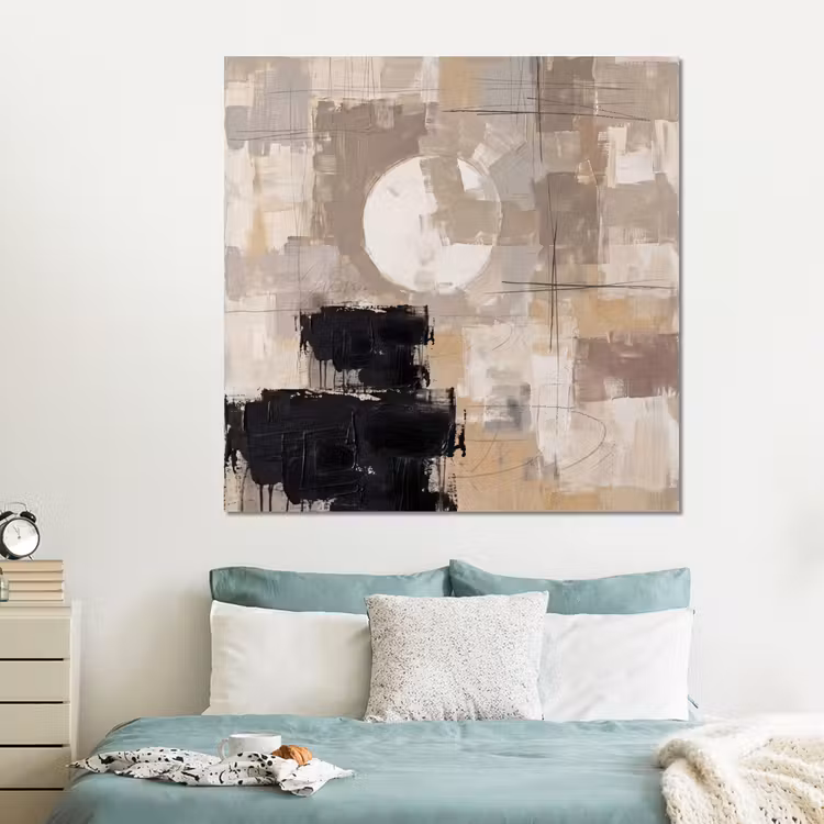 Forex - Abstract - Cirkel - Modern - Beige - Zwart - Minimalistisch — 2