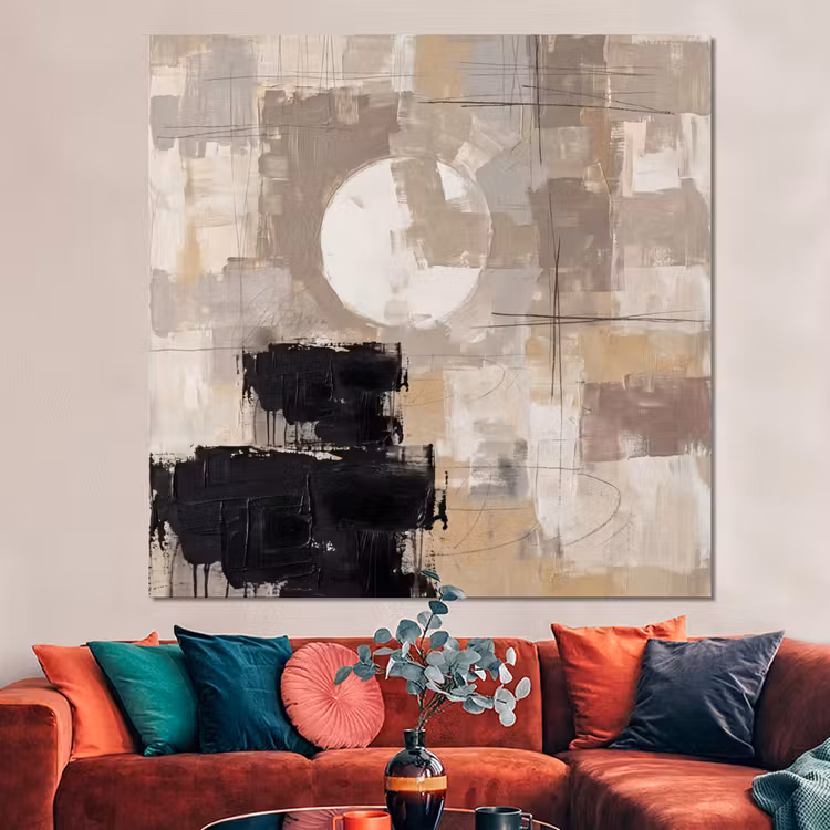 Forex - Abstract - Cirkel - Modern - Beige - Zwart - Minimalistisch — 3