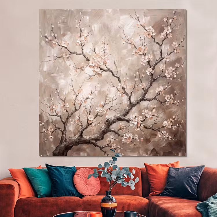 Forex - Bloesem - Takken - Schilderij - Beige - Serene — 3