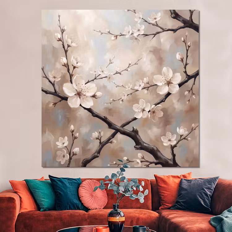Forex - Bloesem - Takken - Schilderij - Beige - Serene — 3