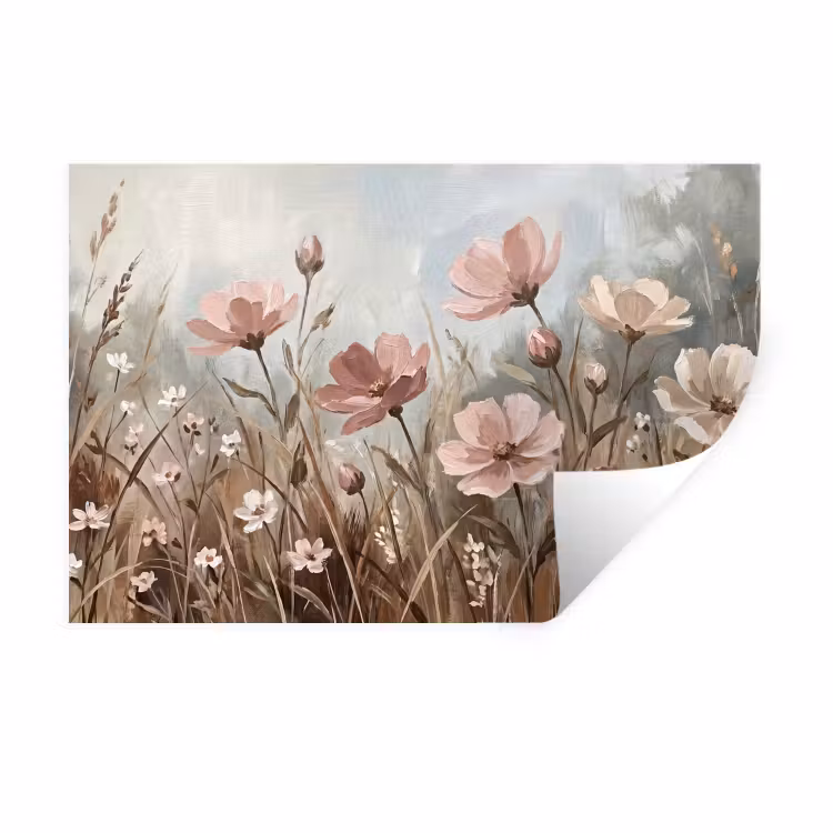 Muursticker - Bloemen - Botanisch - Schilderij - Pastel - Rustiek