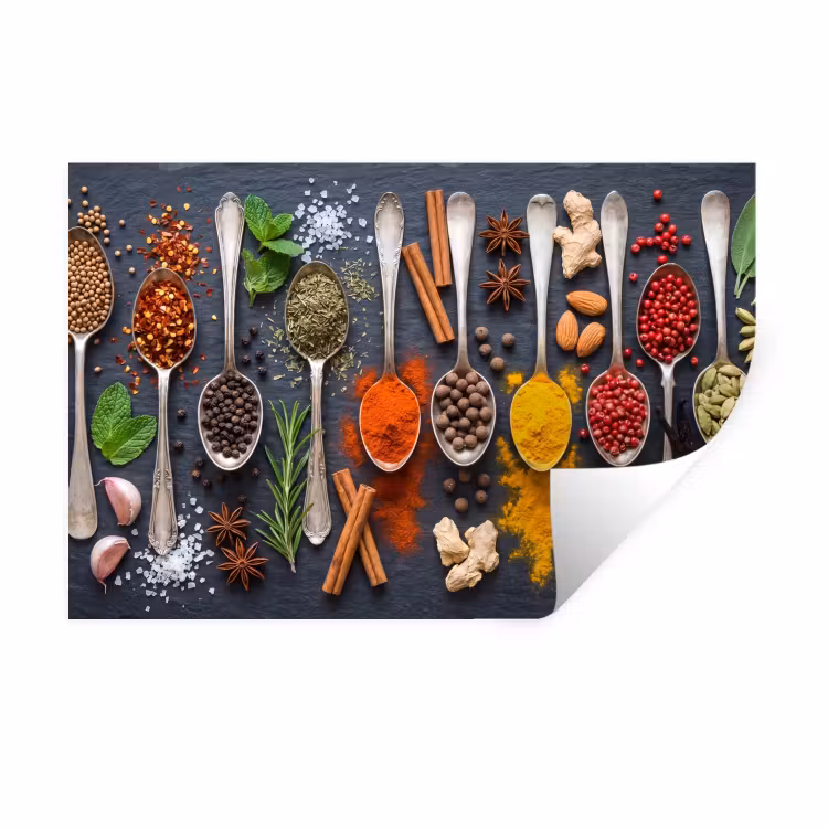 Muursticker - Kruiden - Lepels - Culinair - Kleurrijk - Sfeervol