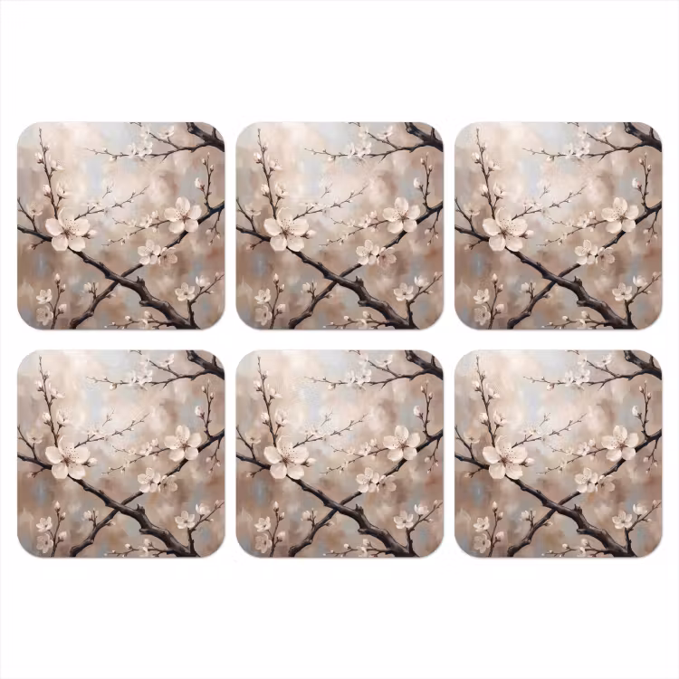 Onderzetter​ - Bloesem - Takken - Schilderij - Beige - Serene