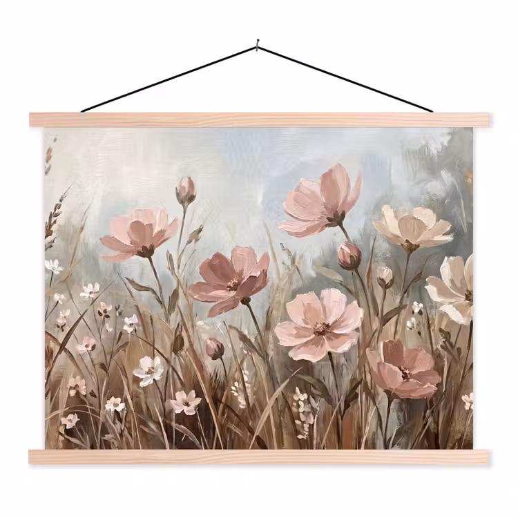 Schoolplaat - Bloemen - Botanisch - Schilderij - Pastel - Rustiek