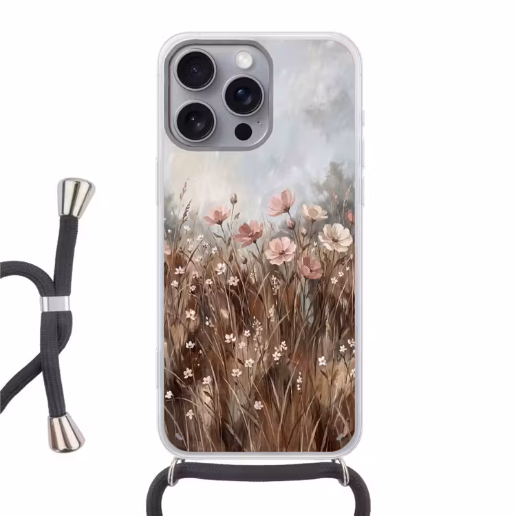 Telefoonhoesje met koord - Bloemen - Botanisch - Schilderij - Pastel - Rustiek