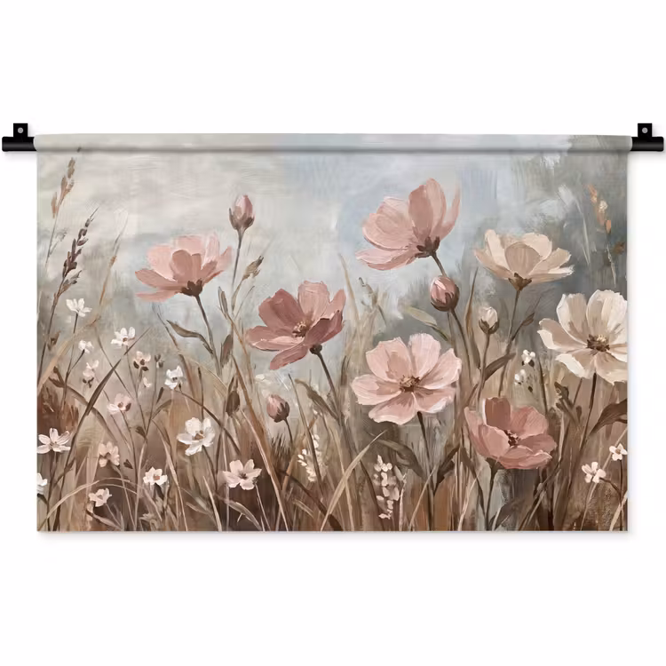 Wandkleed - Bloemen - Botanisch - Schilderij - Pastel - Rustiek
