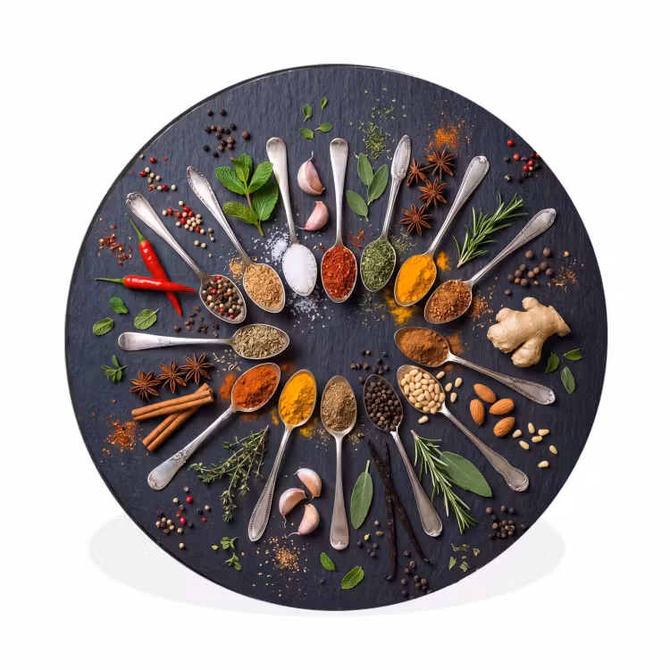 Wandcirkel - Aluminium - Kruiden - Lepels - Culinair - Kleurrijk - Sfeervol