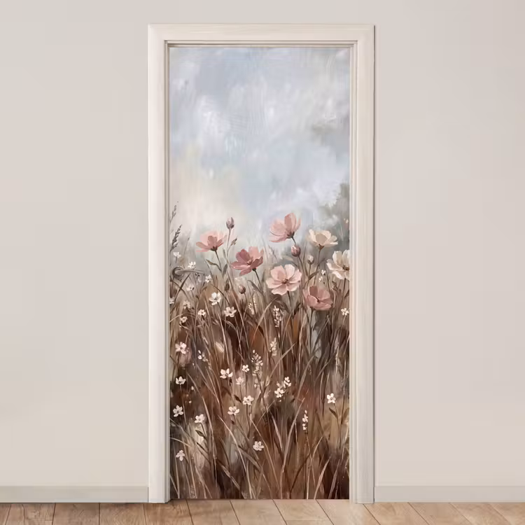 Deursticker - Bloemen - Botanisch - Schilderij - Pastel - Rustiek