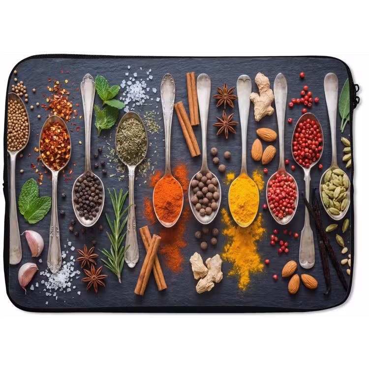Laptophoes - Kruiden - Lepels - Culinair - Kleurrijk - Sfeervol