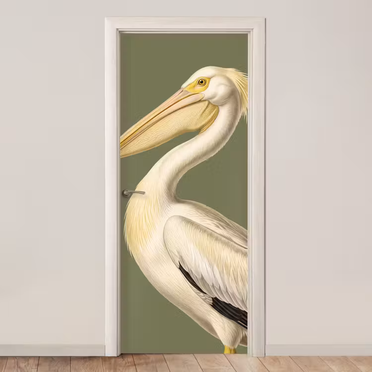 Deursticker - Pelikaan - Wit - Vogel - Klassiek - Natuur — 1