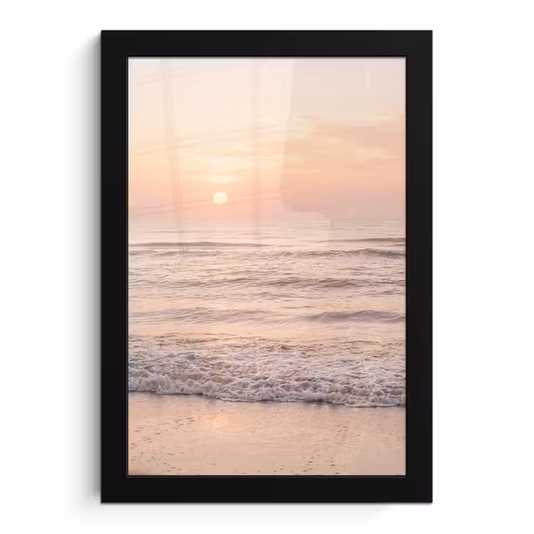Poster met lijst - Zonsondergang Zee Strand Roze