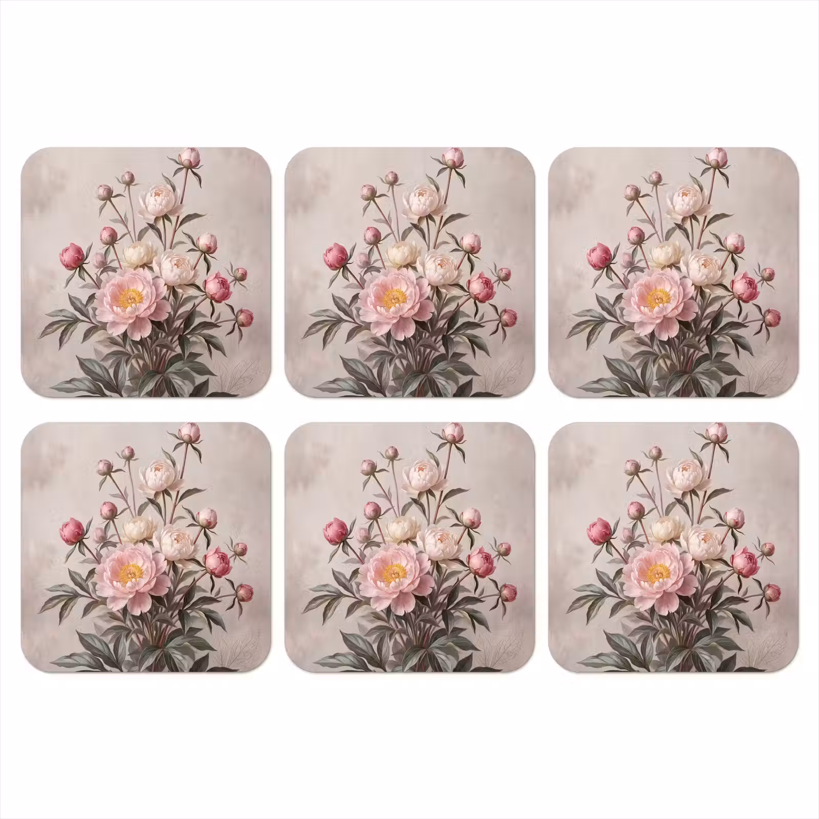Onderzetter - Pioenrozen - Boeket - Roze — 1