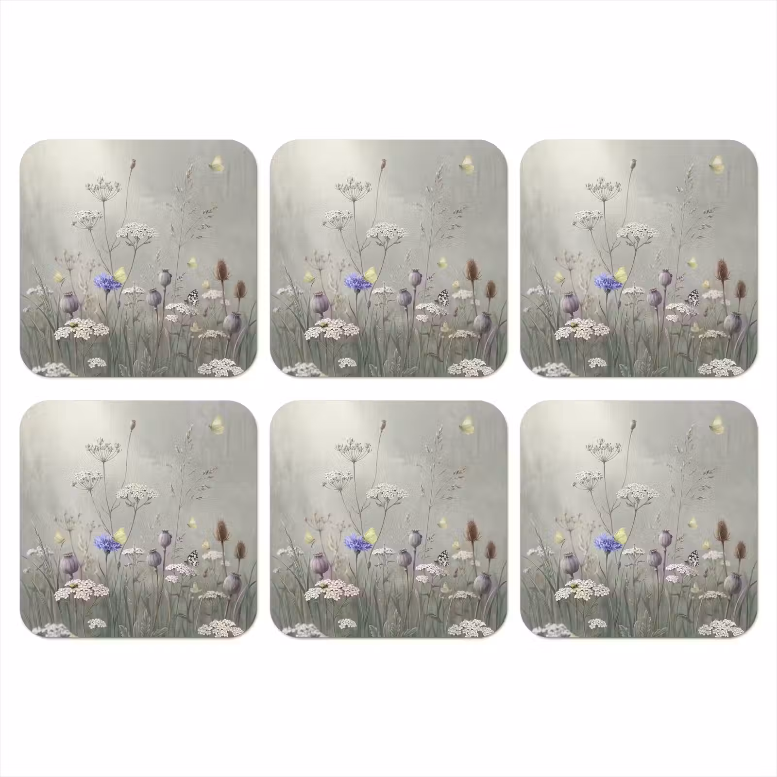 Onderzetter - Vlinders - Wildbloemen - Illustratie - Kleurrijk — 1